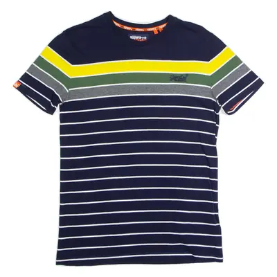 SUPERDRY Striped Mens T-Shirt Blue Crew Neck S