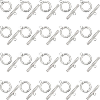 40Pcs 304 Stainless Steel Ring Toggle Clasps