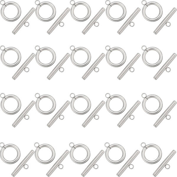 40Pcs 304 Stainless Steel Ring Toggle Clasps