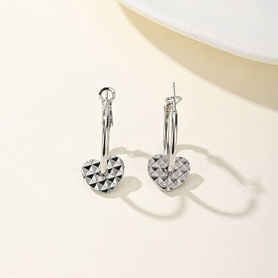 Non-Tarnish Personalized Heat Shape Personalized Stainless Steel Dangle Hoop Earrings for Women