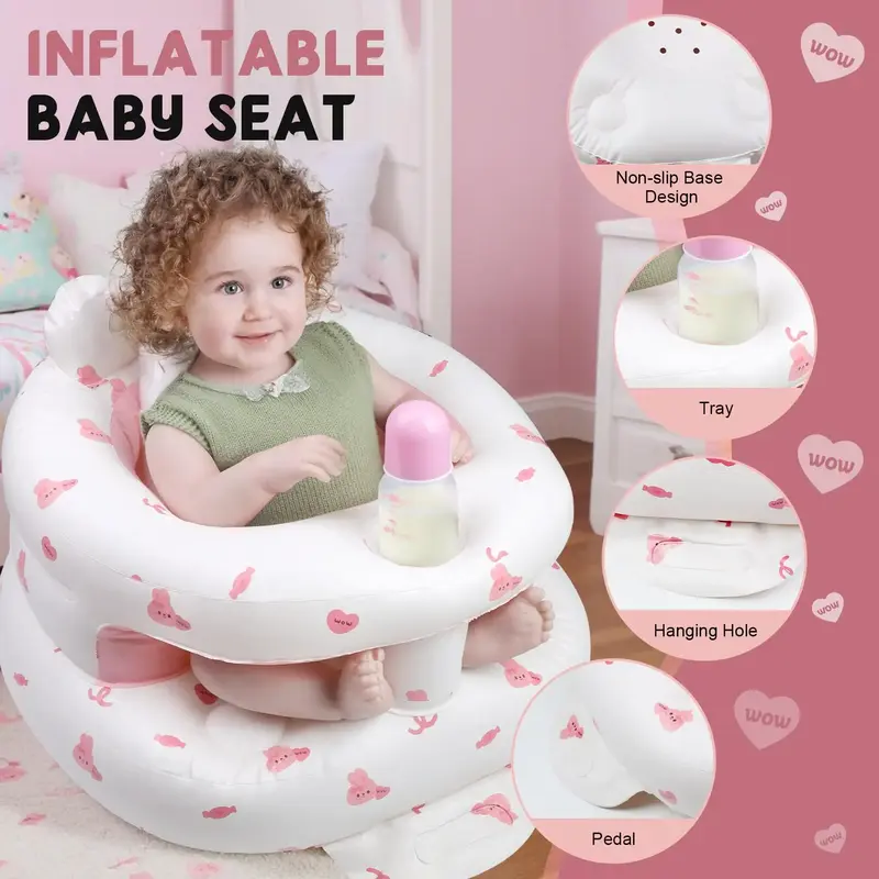 nflatable Baby Seat for 3-36 Months Babies, Blow up Baby Chair with Built-in Air Pump, PVC Material, Full Enclosure Protectio...