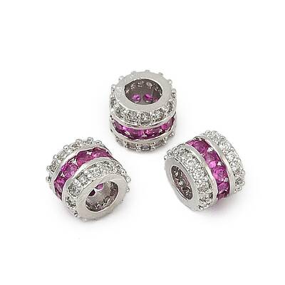 Brass Micro Pave Cubic Zirconia Beads