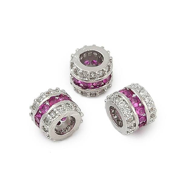 Brass Micro Pave Cubic Zirconia Beads