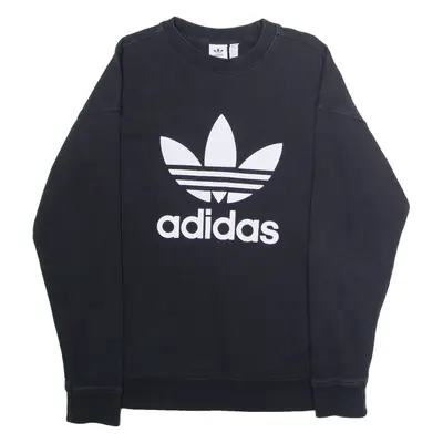 ADIDAS ORIGINALS Womens Sweatshirt Black Crew Neck UK 12