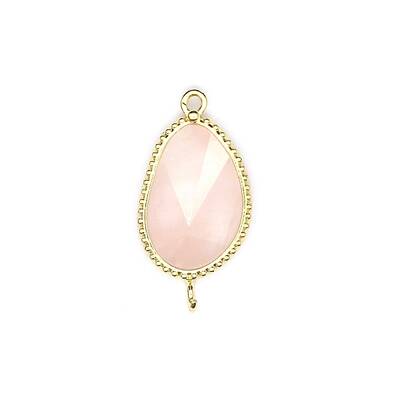 Natural Rose Quartz Connector Charms