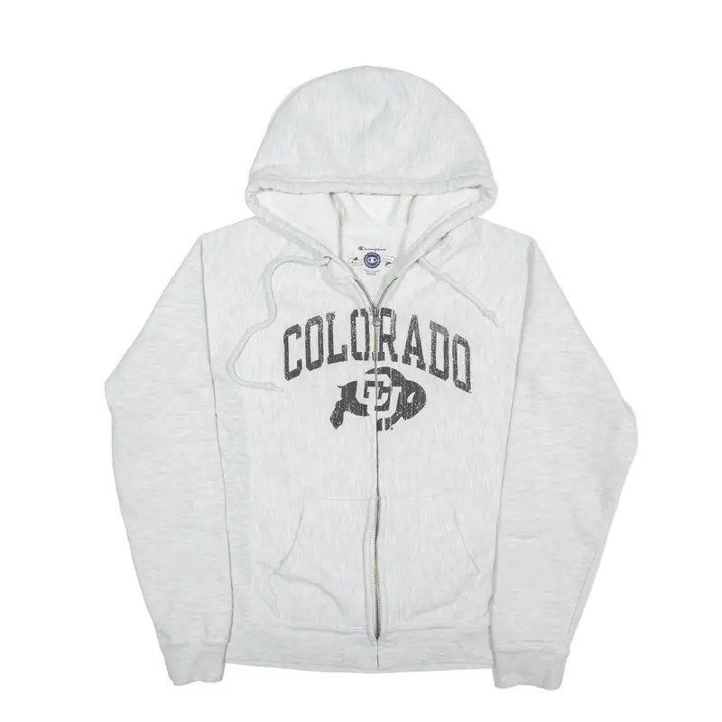 CHAMPION Reverse Weave Colorado USA Hoodie Grey Full Zip Mens M