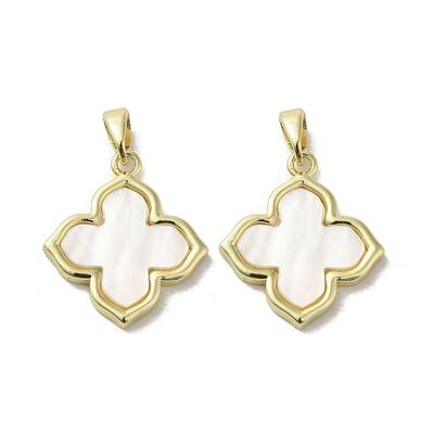 Brass Pave Shell Pendants