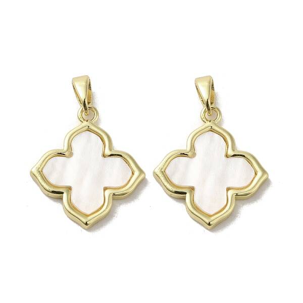 Brass Pave Shell Pendants