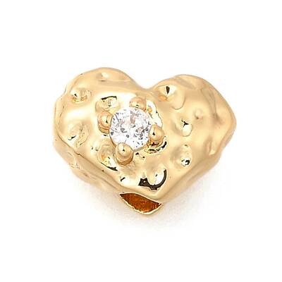 Brass Micro Pave Clear Cubic Zirconia Beads