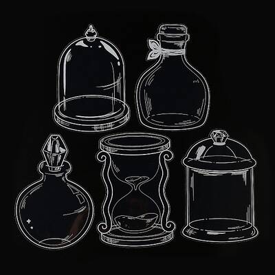 20Pcs 5 Styles PET Plastic Waterproof Self-Adhesive Lace Bottle Stickers