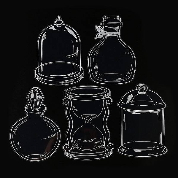 20Pcs 5 Styles PET Plastic Waterproof Self-Adhesive Lace Bottle Stickers
