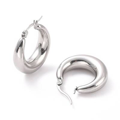 Non-Tarnish 304 Stainless Steel Chunky Hoop Earrings for Women
