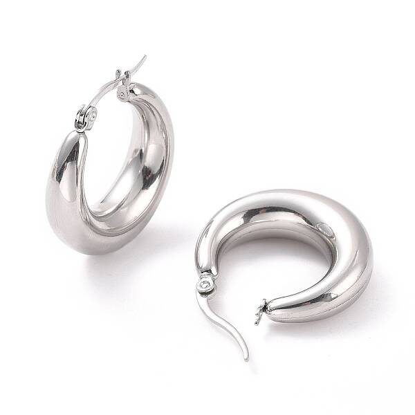 Non-Tarnish 304 Stainless Steel Chunky Hoop Earrings for Women