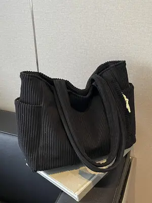 Women's Solid Tote Bag, Fashionable Large Capacity Shoulder Bag for Daily Used, Casual Trendy Versatile High-quality Daily Co...