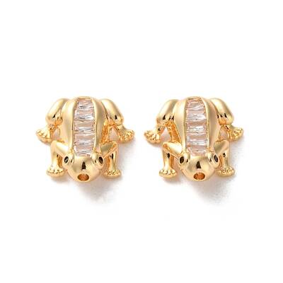 Brass Micro Pave Clear Cubic Zirconia Beads