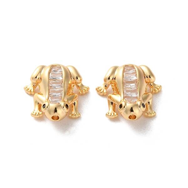 Brass Micro Pave Clear Cubic Zirconia Beads