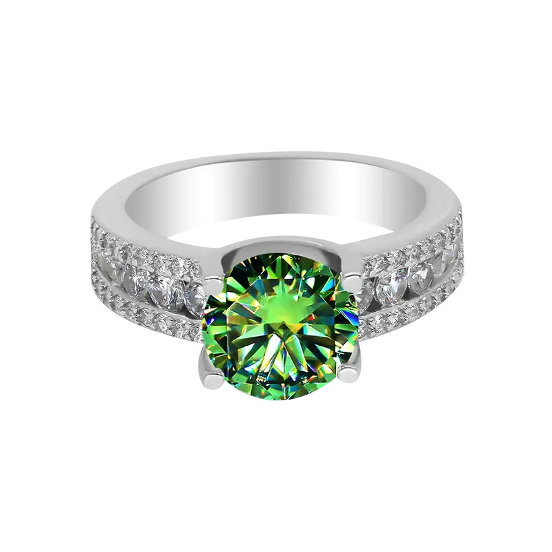 【401】Deck the Hall Paved Channel 3 Carat Synthetic Moissanite Ring – Luxury Wedding, Engagement, or Anniversary Gif...