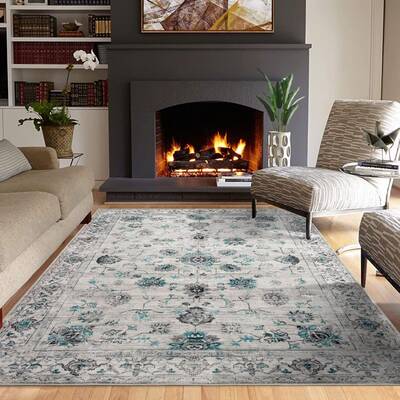 Garvee Area Rug 5x7 Oriental Area Rug Bohemian Vintage Rug Boho Floral Distressed Carpet for Living Room Bedroom Soft Indoor ...