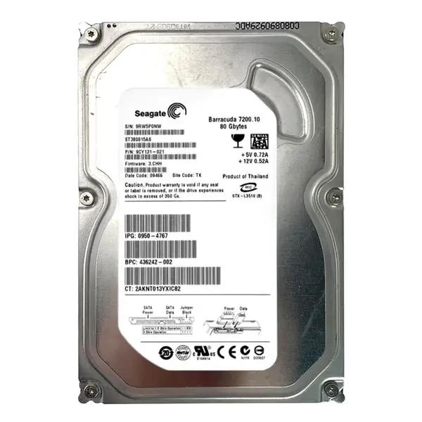 9CY131-021 Seagate BarraCuda 7200.10 Series 80GB 7200RPM SATA 3Gb/s 8MB Cache (CE) 3.5-Inch Hard Drive