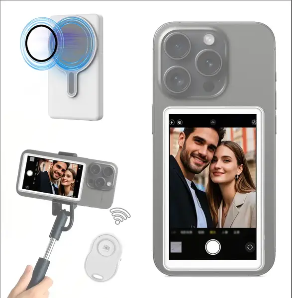 OmniMaster Phone Vlog Selfie Wireless Monitor Screen, Magnetic Mount for MagSafe, Rear Camera for Selfie Vlog Live Stream, iP...