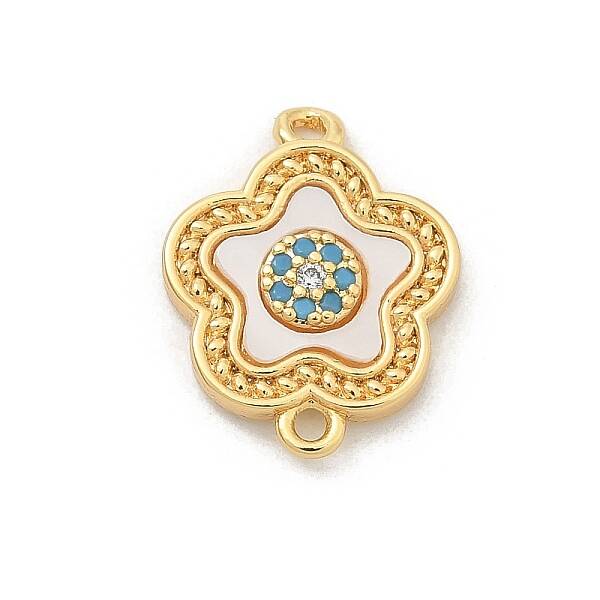 Brass Micro Pave Clear Cubic Zirconia Connector Charms