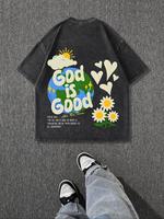 Men's Regular Fit Earth & Letter Print Round Neck Graphic Tee, Vintage Trendy Casual Short Sleeve T-shirt for Daily Wear, Men...