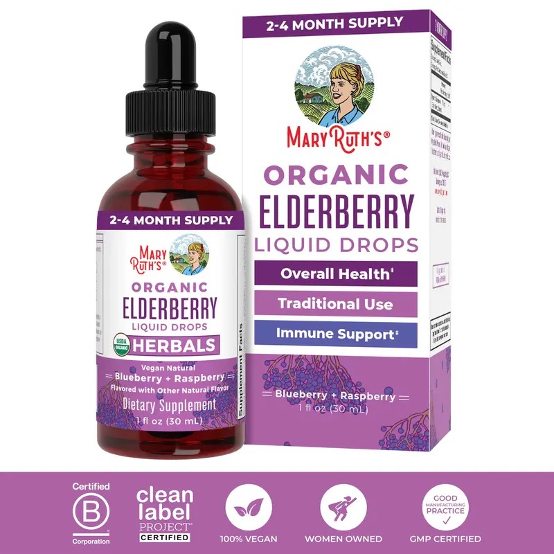 MaryRuth's Elderberry Drops - USDA Organic Elderberry Liquid Drops - Immune Support Supplement - Vegan - Non-GMO - Gluten Fre...