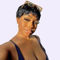ShowReal Seven Styles Short Pixie Cut Wig Natural Black Brown Golden Burgundy Color Straight Curly Wave Wavy Pixie Wig Human ...