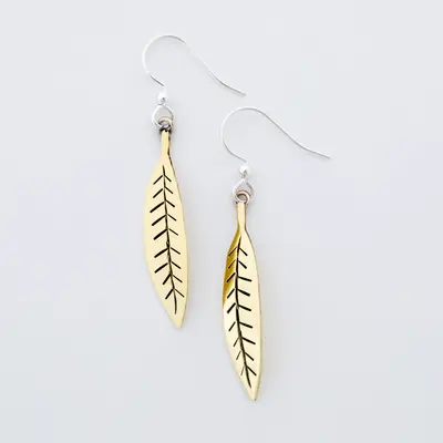 Falling Leaves Mixed Metal Earrings - Chestnut