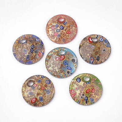 Handmade Gold Sand Lampwork Pendants