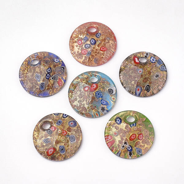 Handmade Gold Sand Lampwork Pendants