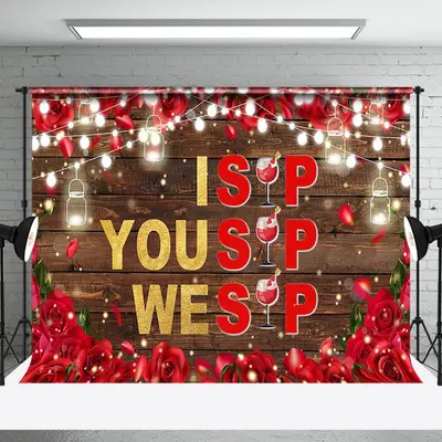Isip Yousip Wesip Rose Wood Galentines Day Backdrop - Aperturee