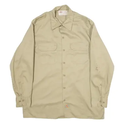 DICKIES Mens Worker Shirt Brown Long Sleeve L