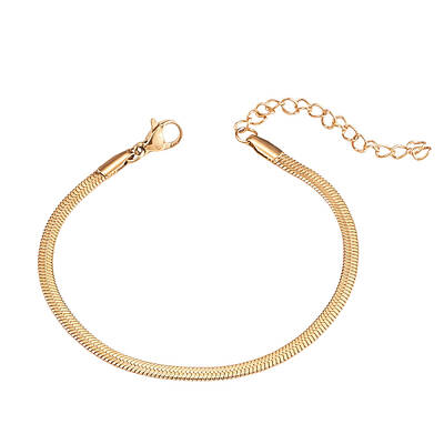 3mm 304 Stainless Steel Flat Snake Dome Herringbone Chain Link Bracelet for Men Women