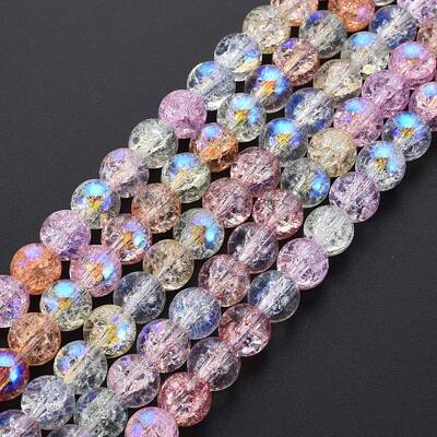 Electroplate Crackle Glass Bead Strands