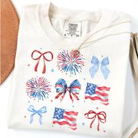 [Saleup to 75%]Comfort Colors USA Coquette Bow Shirt, Retro America Shirt, 4th of July Soft Cotton, Casual Graphic Design, Su...