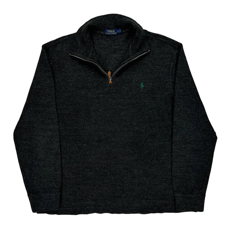 Polo By Ralph Lauren 1/4 Zip - Large Grey Cotton Blend
