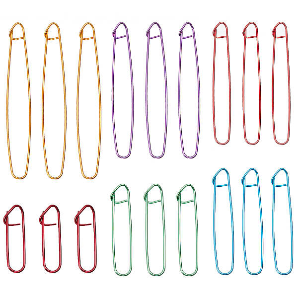 6Pcs 6 Style Spray Painted Aluminum Locking Stitch Marker
