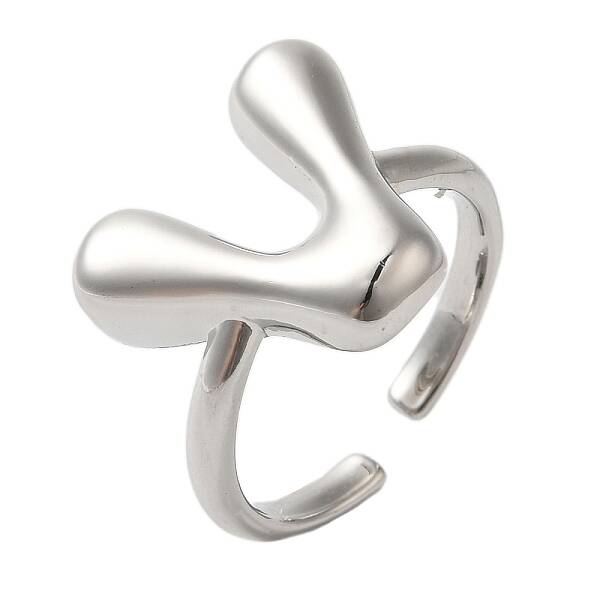 Initials Brass Open Cuff Ring for Women
