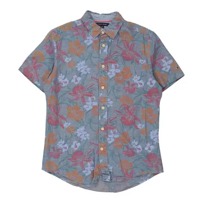 Tommy Hilfiger Floral Short Sleeve Shirt - Medium Blue Cotton
