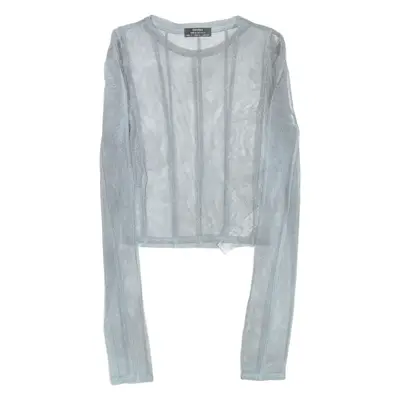 BERSHKA Sheer Womens Cropped Top Grey Long Sleeve S