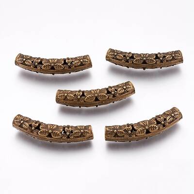 Flower Pattern Hollow Alloy Tube Beads