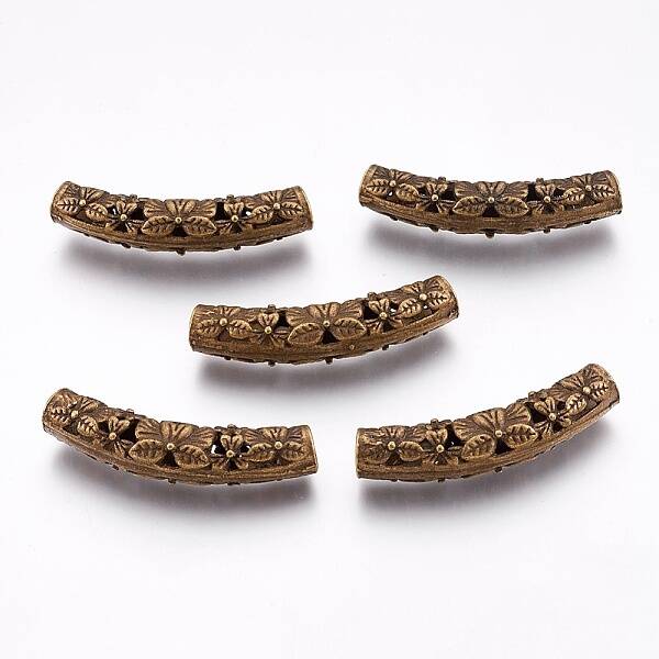 Flower Pattern Hollow Alloy Tube Beads