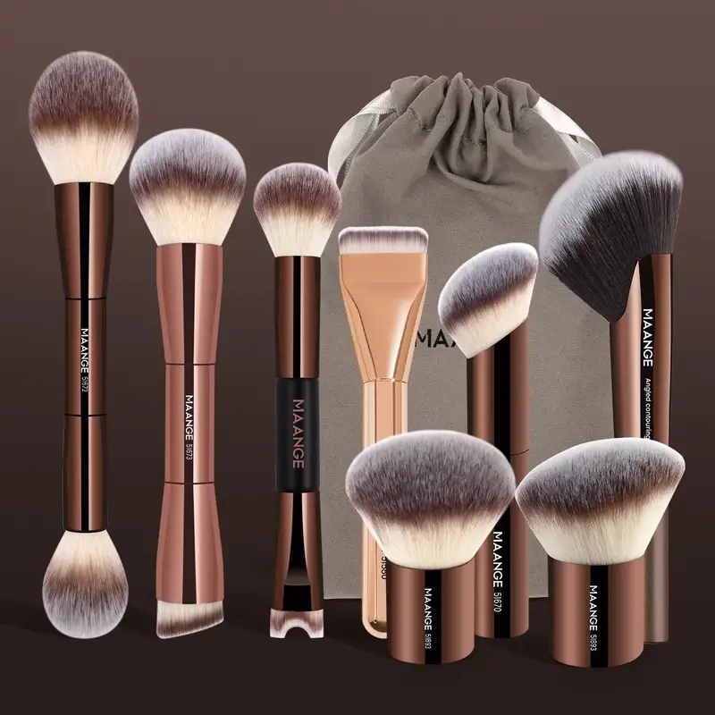 MAANGE Professional Makeup Brush with Storage Bag Set, 8 Counts/10 Counts Multifunctional Makeup Brushes, Makeup Tools Gift ...