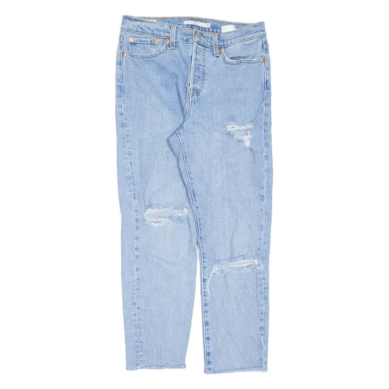 LEVI'S BIG E Distressed Womens Jeans Blue Regular Straight Stone Wash W26 L24