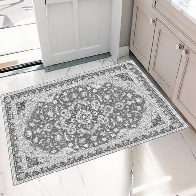Garvee 4x6 Ft Vintage Machine Washable Area Rug With Rubber Backing For Living Room Bedroom Kitchen Dining Room Home Office G...