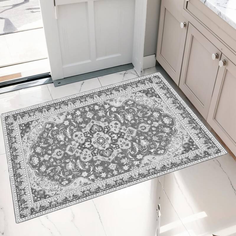 Garvee 4x6 Ft Vintage Machine Washable Area Rug With Rubber Backing For Living Room Bedroom Kitchen Dining Room Home Office G...