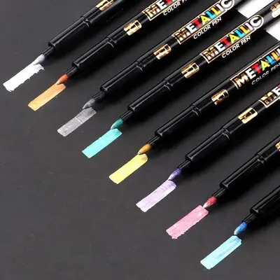 Metallic Marker Pen Set, 8counts/set Multicolor Marker, Writing and Drawing Tool for Home School Office Students Teacher, Sum...