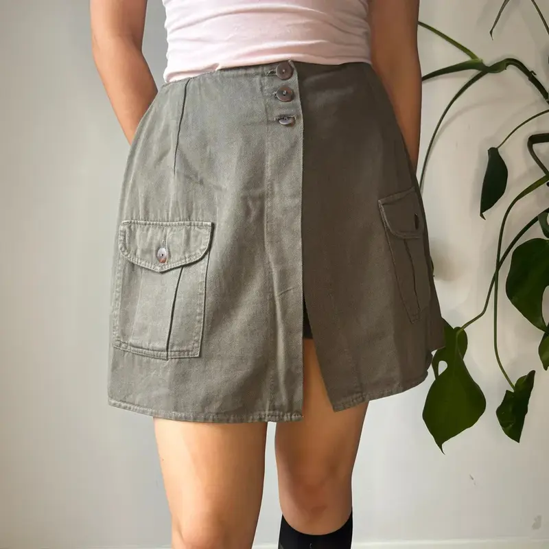 Unbranded Cargo Skirt - 28W UK 8 Green Cotton
