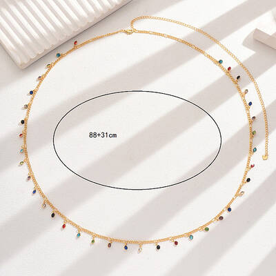 Fashionable Iron Colorful Rhinestone Pendant Tassel Waist Chain for Women